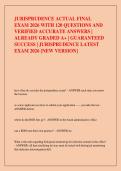 JURISPRUDENCE ACTUAL FINAL  EXAM 2026 WITH 120 QUESTIONS AND  VERIFIED ACCURATE ANSWERS &vert;  ALREADY GRADED A&plus; &vert; GUARANTEED  SUCCESS &vert; JURISPRUDENCE LATEST  EXAM 2026 &lbrack;NEW VERSION&rsqb;