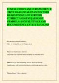DENTAL ETHICS AND JURISPRUDENCE  &lpar;PDNT 311-01&rpar; FINAL EXAM2026 WITH  160 QUESTIONS AND VERIFIED  CORRECT ANSWERS &vert; ALREADY  GRADED A&plus; DENTAL ETHICS AND  JURISPRUDENCE LATEST EXAM 2026 