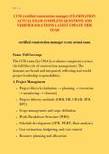 CCM &lpar;certified construction manager&rpar; EXAMINATION  ACTUAL EXAM COMPLETE QUESTIONS AND  VERIFIED SOLUTIONS LATEST UPDATE THIS  YEAR 