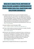 WGU D514 ANALYTICAL METHODS OF HEALTHCARE LEADERS COMPREHENSIVE STUDY GUIDE 2026 FULL QUESTIONS AND SOLUTIONS GRADED A&plus;