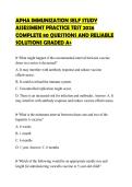 APHA IMMUNIZATION SELF STUDY ASSESSMENT PRACTICE TEST 2026 COMPLETE 80 QUESTIONS AND RELIABLE SOLUTIONS GRADED A&plus;