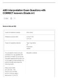 ABG interpretation Exam Questions with CORRECT Answers &lpar;Grade A&plus;&rpar;