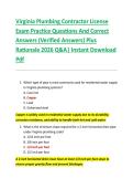 Compilation Bundle for Virginia Plumbing Contractor License Exams Practice Questions And Correct Answers &lpar;Verified Answers&rpar; Plus Rationale 2026 Q&A&vert; Instant Download Pdf