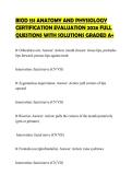 BIOD 151 ANATOMY AND PHYSIOLOGY CERTIFICATION EVALUATION 2026 FULL QUESTIONS WITH SOLUTIONS GRADED A&plus;