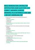 MOLD REMEDIATION CONTRACTOR  CERTIFICATION EXAM QUESTIONS AND  CORRECT ANSWERS &lpar;VERIFIED  ANSWERS&rpar; PLUS RATIONALES 2026 Q&A  &vert; INSTANT DOWNLOAD PDF