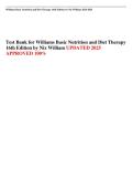 Williams Basic Nutrition and Diet Therapy 16th Edition Test Bank &lpar;Nix 2025&rpar; &vert; Complete Exam Questions & Answers