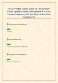 HCA Written Actual Exam V2 &vert; 2026&sol;2027  Latest Update &vert; Real Exam Questions & 100&percnt;  Correct Answers &vert; Full Revision Guide &vert; Pass  Guaranteed 