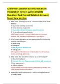 California Custodian Certification Exam  Preparation Newest With Complete  Questions And Correct Detailed Answers&vert;  Brand New Version