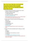 New York Crane Operator Licensing Exam  Preparation Newest With Complete  Questions And Correct Detailed Answers&vert;  Brand New Version 