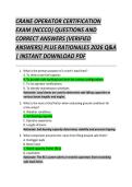 CRANE OPERATOR CERTIFICATION  EXAM &lpar;NCCCO&rpar; QUESTIONS AND  CORRECT ANSWERS &lpar;VERIFIED  ANSWERS&rpar; PLUS RATIONALES 2026 Q&A  &vert; INSTANT DOWNLOAD PDF