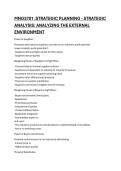 MNG3701 &colon;STRATEGIC PLANNING - STRATEGIC ANALYSIS&colon; ANALYZING THE EXTERNAL ENVIRONMENT 