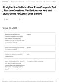 Straighterline Statistics Final Exam Complete Test &comma; Practice Questions&comma; Verified Answer Key&comma; and Study Guide for &lpar;Latest 2026 Edition&rpar;