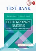Test Bank &ndash; Contemporary Nursing&colon; Issues&comma; Trends&comma; & Management&comma; 10th Edition By Barbara Cherry & Susan Jacob Verified Test Bank &vert; All Chapters &vert; Leadership &bull; Policy &bull; Professionalism &bull; Healthcare Systems