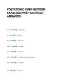 POLYATOMIC IONS MIDTERM  EXAM 2026 WITH CORRECT  ANSWERS 
