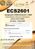 ECS2601 Assignment 2 QUIZ &lpar;COMPLETE ANSWERS&rpar; Semester 1 2026 - DUE 7 April 2026