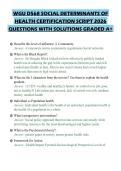 WGU D568 SOCIAL DETERMINANTS OF HEALTH CERTIFICATION SCRIPT 2026 QUESTIONS WITH SOLUTIONS GRADED A&plus;