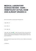 MEDICAL LABORATORY  SCIENCE REVIEW - HARR &ndash;  HEMATOLOGY ACTUAL EXAM  2026 ALREADY GRADED A&plus; 