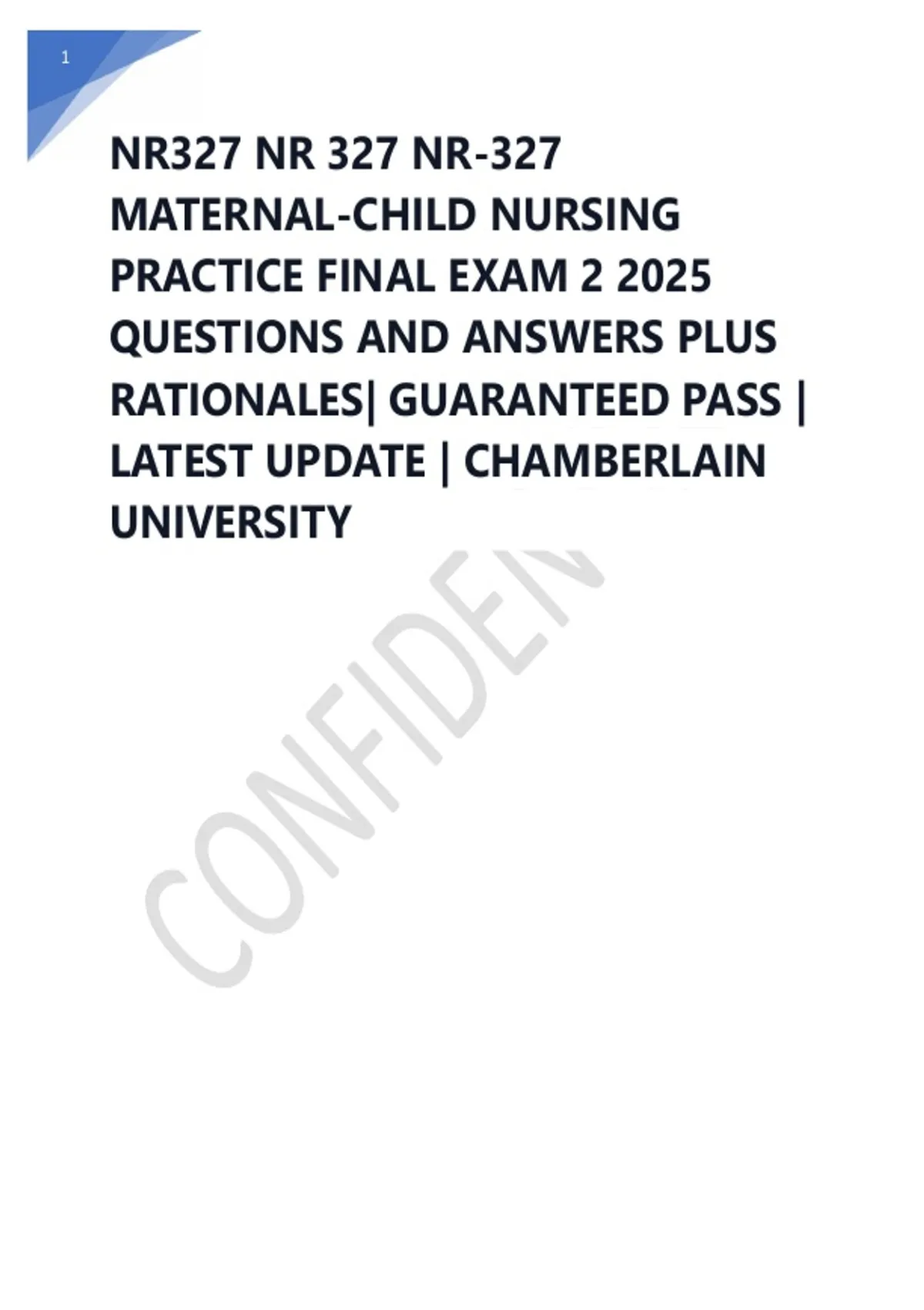 NR327 NR 327 NR-327 MATERNAL-CHILD NURSING PRACTICE FINAL EXAM 2 2025 ...
