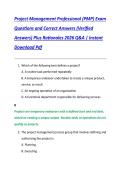 Bundle for PROJECT MANAGEMENT PROFESSIONAL &lpar;PMP&rpar; EXAM PRACTICE QUESTIONS AND CORRECT ANSWERS &lpar;VERIFIED ANSWERS&rpar; PLUS RATIONALES 2026 Q&A &vert; INSTANT DOWNLOAD PDF