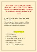WGU D487 SECURE SW SOFTWARE  DESIGN EXAMINATION ACTUAL EXAM  COMPLETE QUESTIONS AND VERIFIED  SOLUTIONS LATEST UPDATE THIS  YEAR