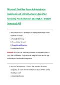 Microsoft Certified Azure Administrator  Questions and Correct Answers &lpar;Verified  Answers&rpar; Plus Rationales 2026 Q&A &vert; Instant  Download Pdf