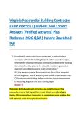 Virginia Residential Building Contractor  Exam Practice Questions And Correct  Answers &lpar;Verified Answers&rpar; Plus  Rationale 2026 Q&A&vert; Instant Download  Pdf  