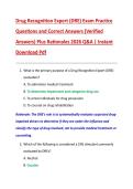 Drug Recognition Expert &lpar;DRE&rpar; Exam Practice  Questions and Correct Answers &lpar;Verified  Answers&rpar; Plus Rationales 2026 Q&A &vert; Instant  Download Pdf