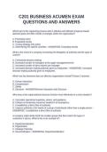 C201 BUSINESS ACUMEN EXAM QUESTIONS AND ANSWERS