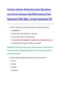 Forensic Science Technician Exam Questions  and Correct Answers &lpar;Verified Answers&rpar; Plus  Rationales 2026 Q&A &vert; Instant Download Pdf