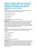 MEDICAL & DENTAL SPECIALIST EXAM 2026 &ndash; COMPLETE QUESTIONS & 100&percnt; VERIFIED ANSWERS WITH DETAILED RATIONALES &vert; ACCURATE A&plus; STUDY GUIDE