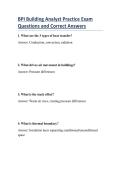 BPI Building Analyst Practice Exam Questions and Correct Answers