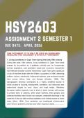 HSY2603 Assignment 2 &lbrace;COMPLETE ANSWERS&rcub; Semester 1 2026 - Due Date April 2026