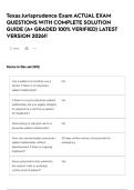 Texas Jurisprudence Exam ACTUAL EXAM QUESTIONS WITH COMPLETE SOLUTION GUIDE &lpar;A&plus; GRADED 100&percnt; VERIFIED&rpar; LATEST VERSION 2026&excl;&excl;
