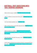 SOFTBALL TEST QUESTIONS WITH 100&percnt; VERIFIED ANSWERS