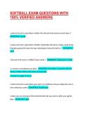 SOFTBALL EXAM QUESTIONS WITH 100&percnt; VERIFIED ANSWERS
