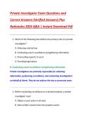 Private Investigator Exam Questions and  Correct Answers &lpar;Verified Answers&rpar; Plus  Rationales 2026 Q&A &vert; Instant Download Pdf