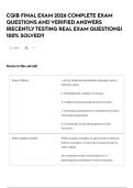 CQIB FINAL EXAM 2026 COMPLETE EXAM QUESTIONS AND VERIFIED ANSWERS &vert;RECENTLY TESTING REAL EXAM QUESTIONS&vert; 100&percnt; SOLVED&excl;&excl;