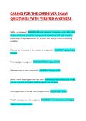 CARING FOR THE CAREGIVER EXAM QUESTIONS WITH VERIFIED ANSWERS
