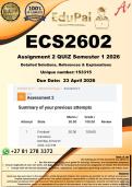 ECS2602 Assignment 2 QUIZ &lpar;COMPLETE ANSWERS&rpar; Semester 1 2026 - DUE 23 April 2026