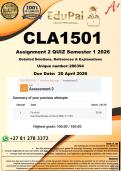 CLA1501 Assignment 2 &lpar;COMPLETE ANSWERS&rpar; Semester 1 2026 - DUE 20 April 2026