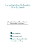 Accredited Test Bank Solutions &mdash; Forensic Psychology&comma; 6th Canadian Edition &mdash; Joanna R&period; Pozzulo &mdash; &lpar;All Chapters Covered 1&ndash;15&comma; Questions & Answers&rpar;