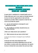 PSYCHOSOCIAL HESI EXAM WITH 100 DETAILED CORRECT ANSWERS 2026-2027 STUDY SET A GRADE