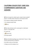 CALIFORNIA DEALER STUDY GUIDE 2026 COMPREHENSIVE QUESTIONS AND ANSWERS
