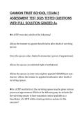 CANNON TRUST SCHOOL I EXAM 2 ASSESSMENT TEST 2026 TESTED QUESTIONS WITH FULL SOLUTION GRADED A&plus;