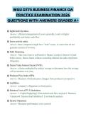 WGU D775 BUSINESS FINANCE OA PRACTICE EXAMINATION 2026 QUESTIONS WITH ANSWERS GRADED A&plus;