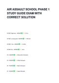 AIR ASSAULT SCHOOL PHASE 1  STUDY GUIDE EXAM WITH  CORRECT SOLUTION 