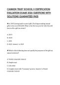CANNON TRUST SCHOOL II CERTIFICATION EVALUATION EXAMS 2026 QUESTIONS WITH SOLUTIONS GUARANTEED PASS