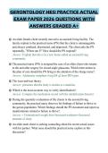 GERONTOLOGY HESI PRACTICE ACTUAL EXAM PAPER 2026 QUESTIONS WITH ANSWERS GRADED A&plus;