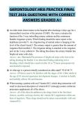 GERONTOLOGY HESI PRACTICE FINAL TEST 2026 QUESTIONS WITH CORRECT ANSWERS GRADED A&plus;