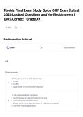 Florida Final Exam Study Guide GHP Exam &lpar;Latest  2026 Update&rpar; Questions and Verified Answers &vert; 100&percnt; Correct &vert; Grade A&plus;